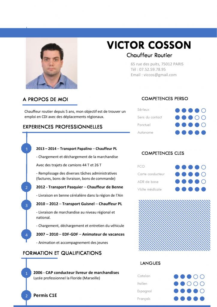 Exemple de cv routier - laboite-cv.fr