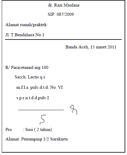 Teknik/Kaidah Penulisan Resep  dr.Razi