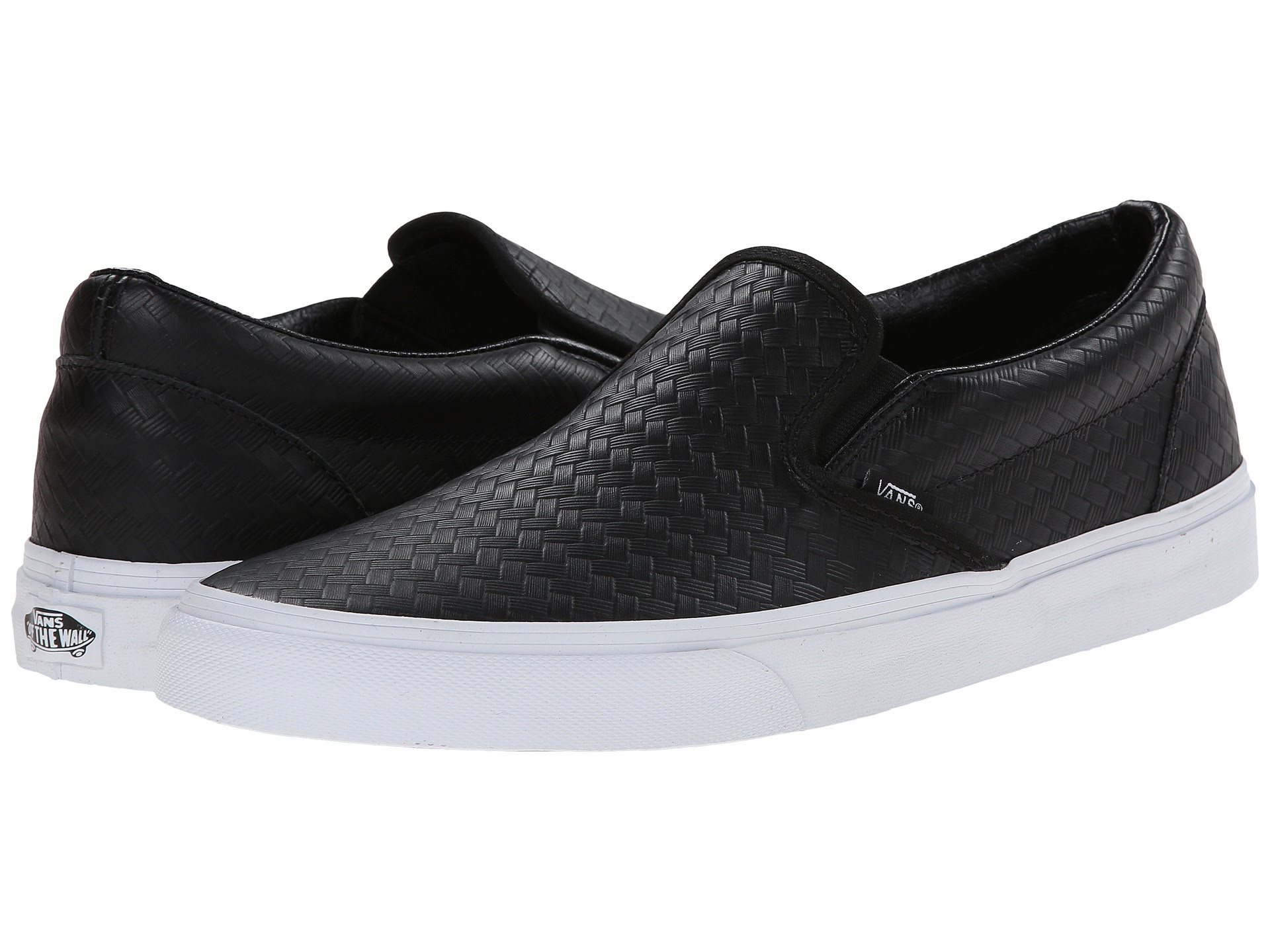 Vans Classic Slip-Onâ¢ (Emboss Weave) BlackLeather - Zappos Free ...