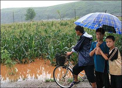 North Koreans survey damage caused by flooding, August 2007 (Picture courtesy of World Food Programme)