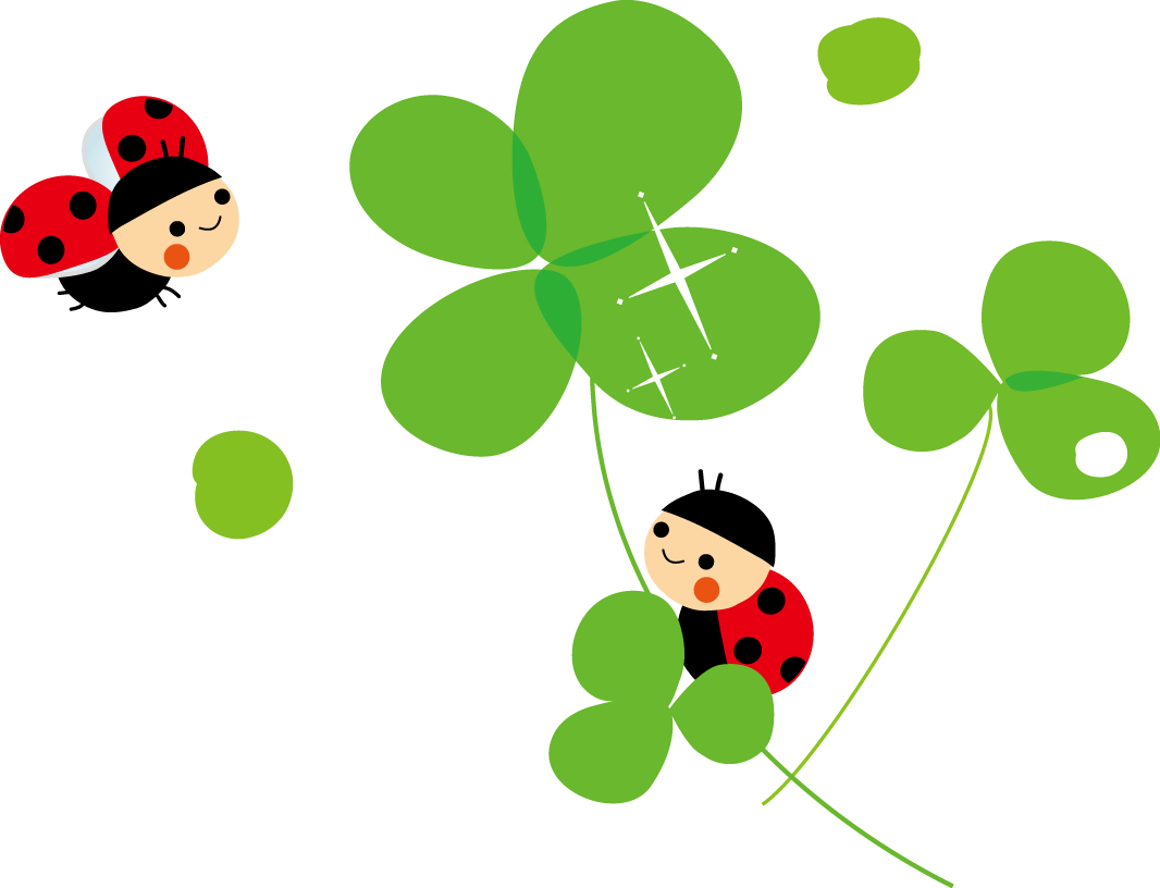 てんとう虫とクローバーのイラスト 無料イラスト フリー素材