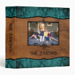 Teal+Brown Faux Leather Family Scrapbook Album Binder