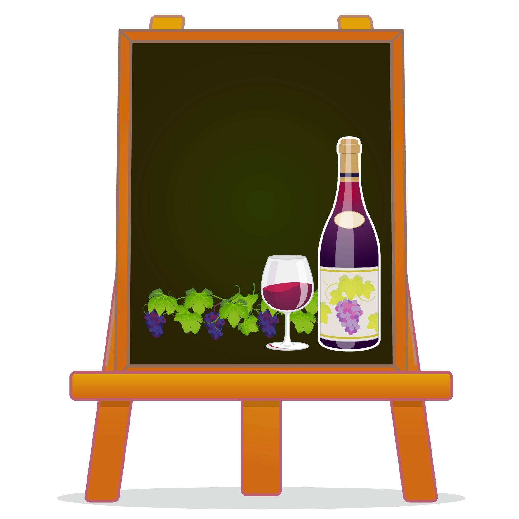 商用フリーイラスト 11月 ボジョレーヌーボー ワイン 赤 Beaujolais Nouveau イーゼル フレーム 黒板縦 チョークアート02 商用ok フリー素材集 ナイスなイラスト