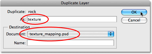 The Duplicate Layer dialog box in Photoshop. Image © 2009 Photoshop Essentials.com.