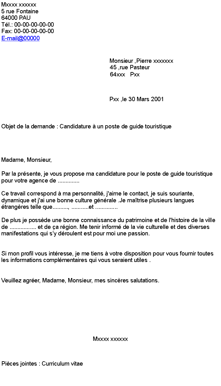 Lettre de motivation guide touristique - laboite-cv.fr