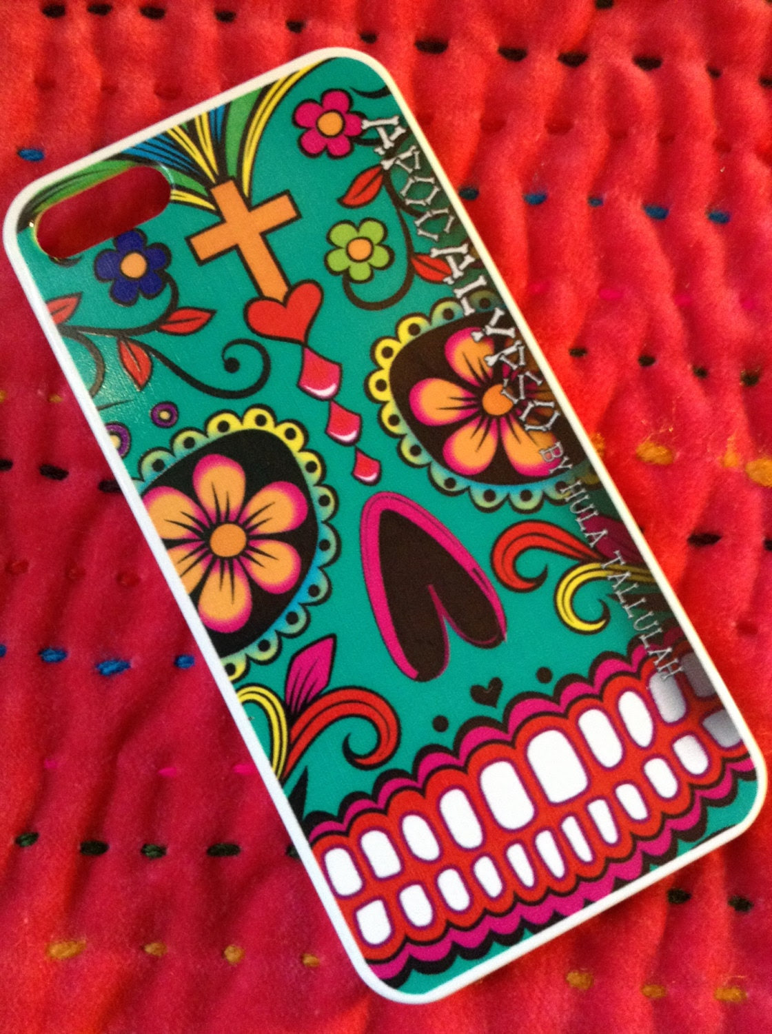 iPhone 5 hard case Apocalypso Sugar Skull TEAL