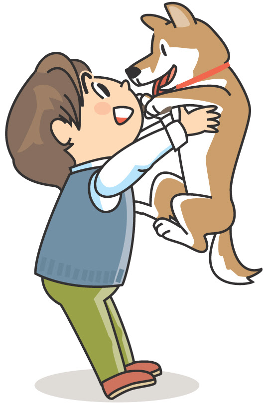犬 抱っこ イラスト たつく