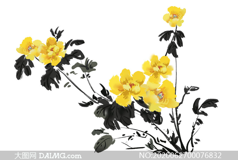 中国风水墨牡丹花设计psd分层素材 大图网图片素材