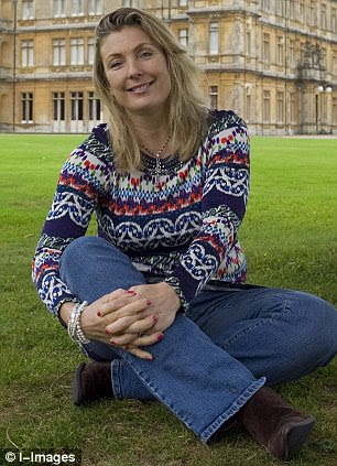 Lady Fiona Carnarvon outside her home Highclere Castle 