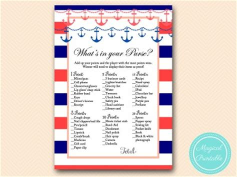 navy coral nautical bridal shower games pack magical