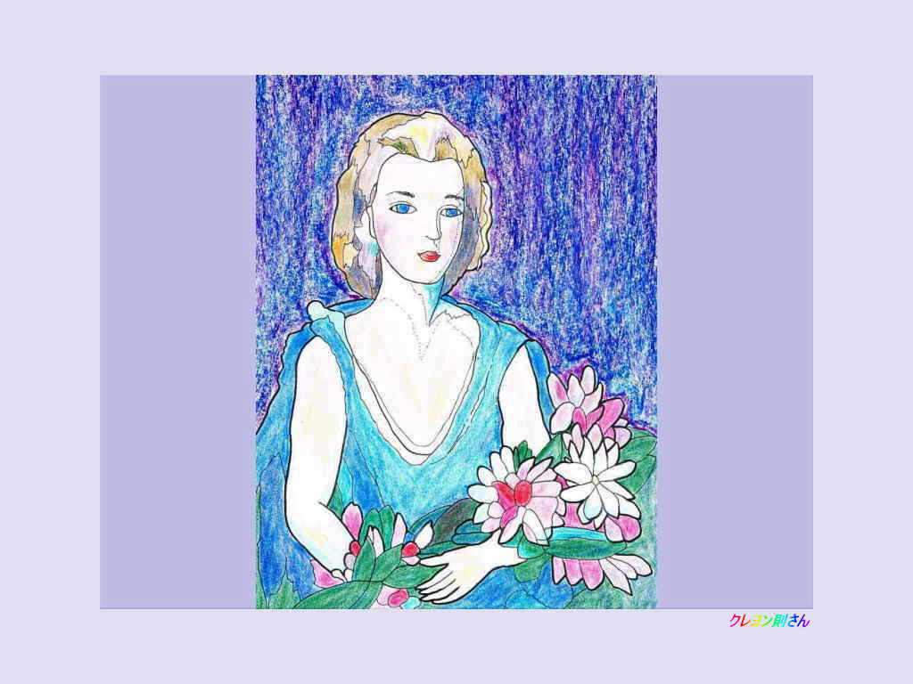 マリー ローランサンの花束をもった女の塗り絵