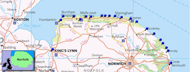 North Norfolk Coast Map Norfolk Coast, including the West Norfolk Coast, North Norfolk 