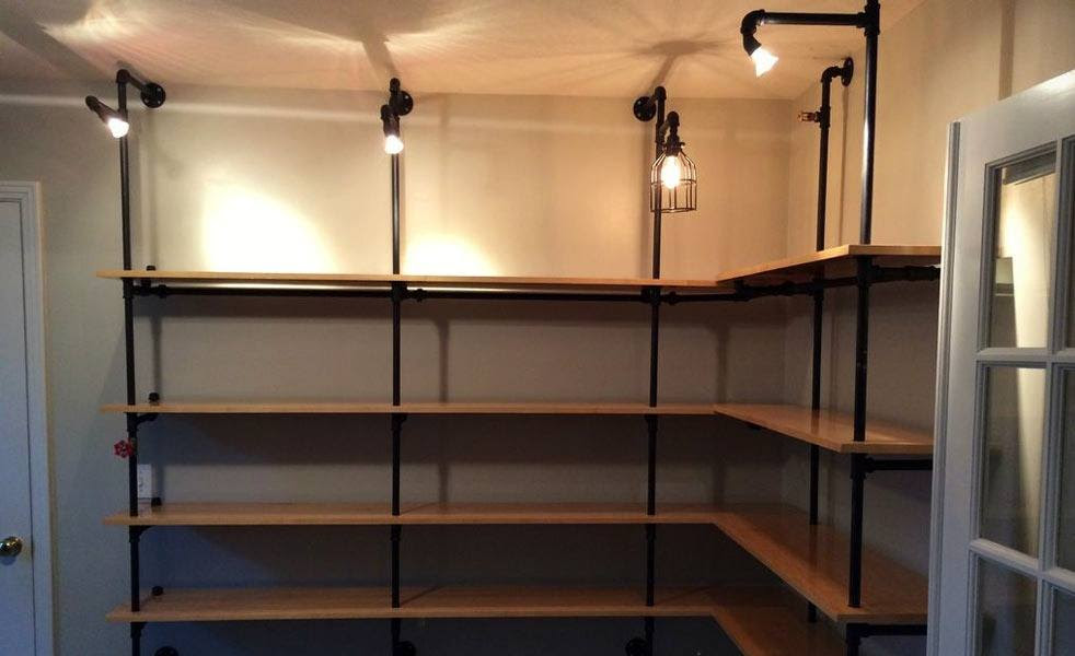 DIY: Lighted Pipe Shelving Cool Material