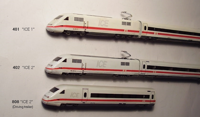 German locomotives and multiple units (DB), in scale 1:160 (N)