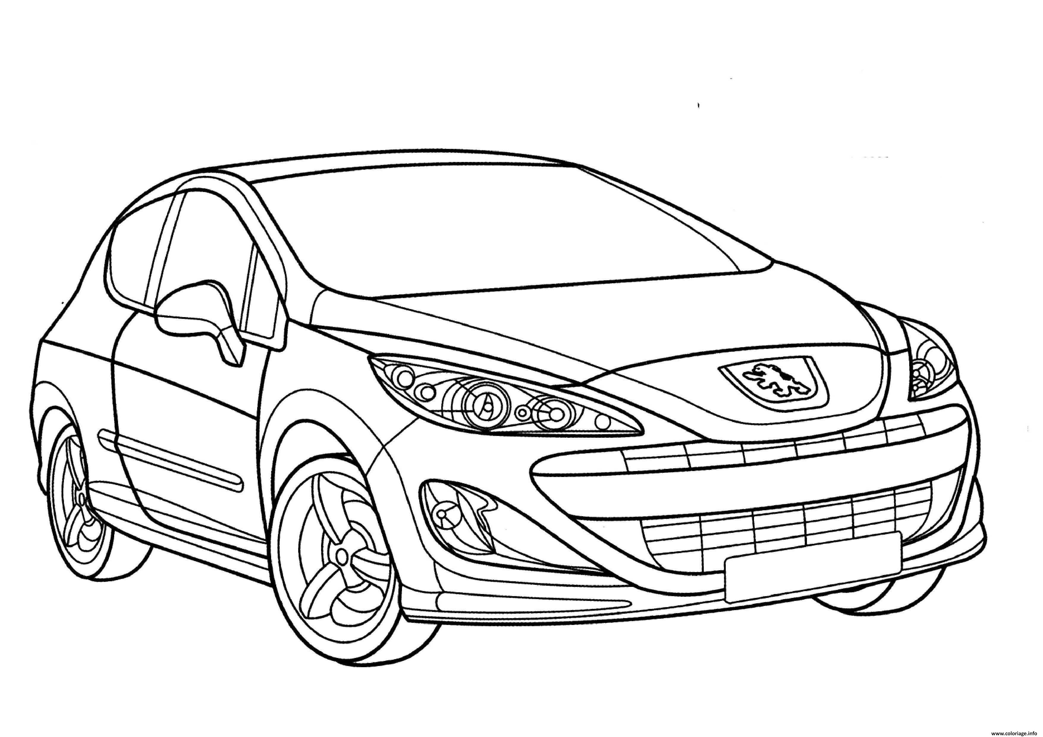 Coloriage Voiture Peugeot 308 GT dessin
