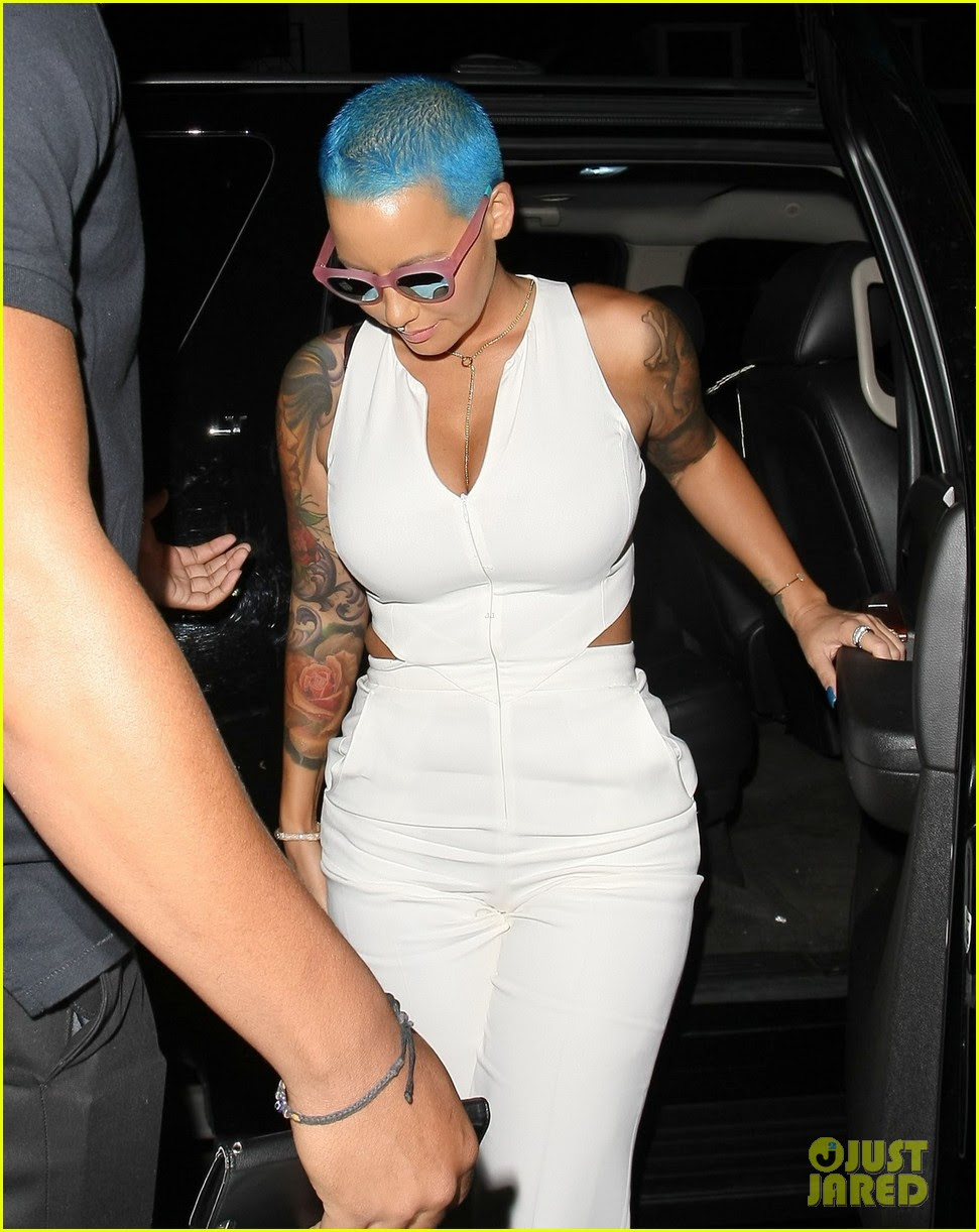 Amber Rose Dyes Hair Blue Reunites With Wiz Khalifa Photo