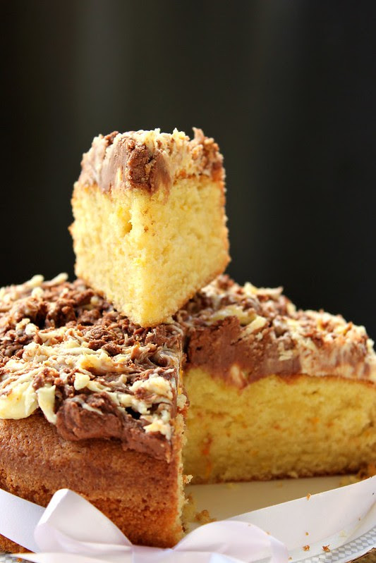 Double Orange Cake with Marble Frosting
