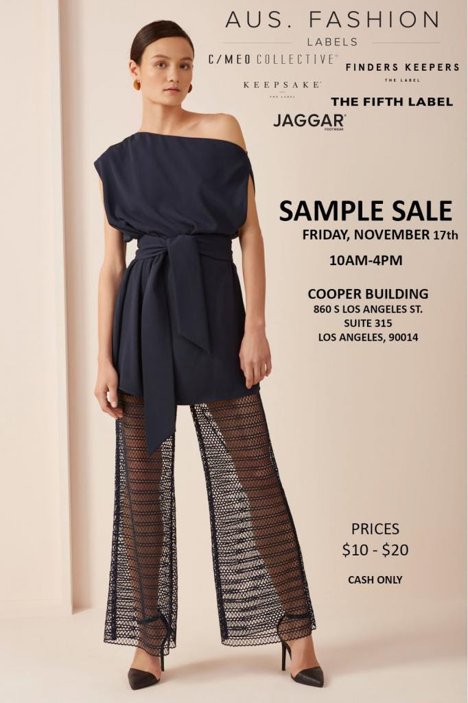 Australian Fashion Labels Sample Sale, Los Angeles, November 2017