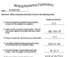 5th Grade Math Numerical Expressions Worksheets