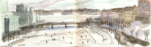 Ice fishing on the sea, early spring, Helsinki by Brin d'Acier