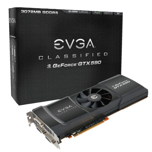 EVGA GeForce GTX 590 Classified 3072 MB GDDR5 PCI Express 2.0 3DVI/Mini-Display Port SLI Ready