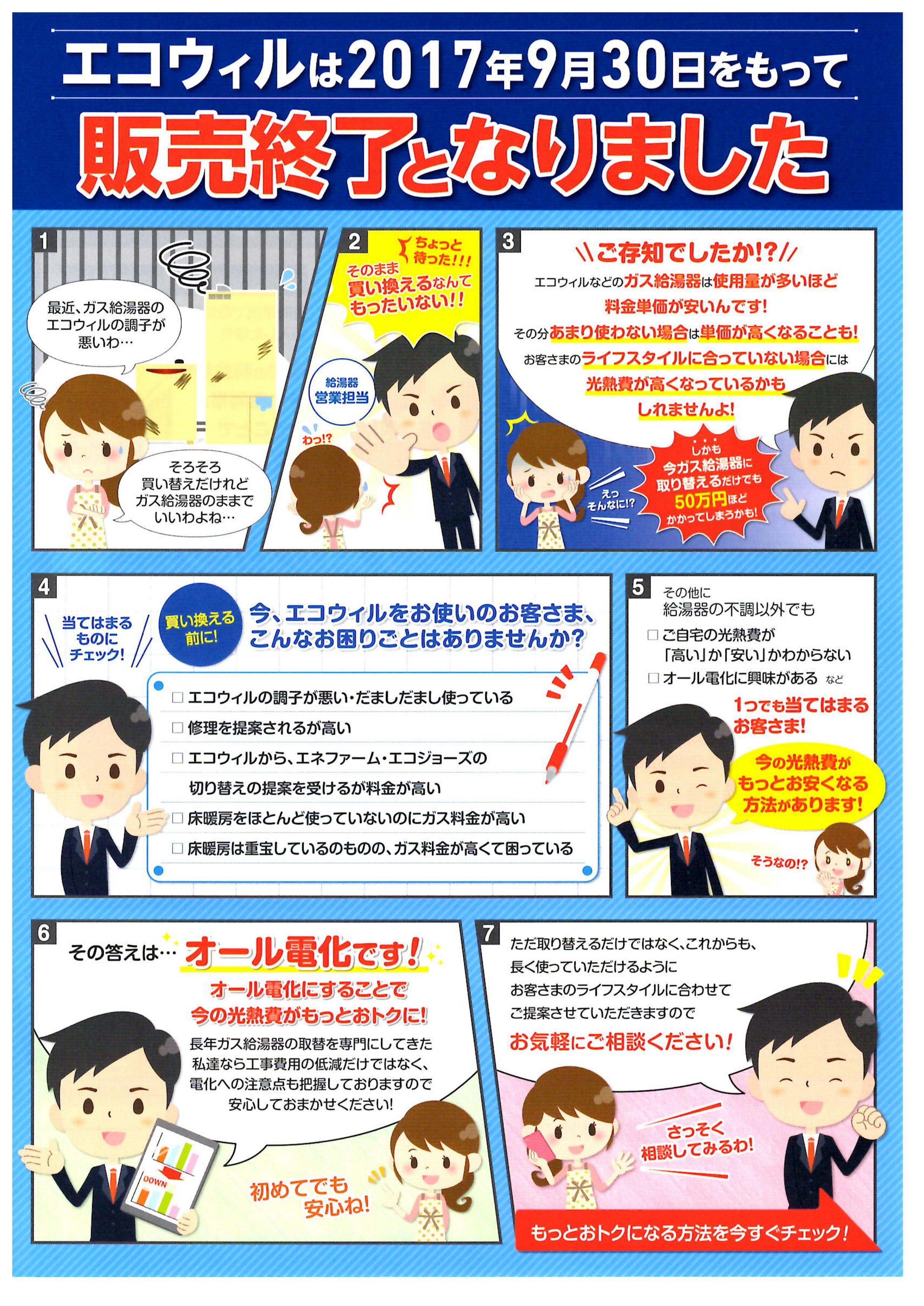 エコウィル製造 販売終了 故障のときは 買換えは 京都府城陽市のｅテックス