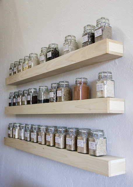 Newly built floating shelves for the sand collection