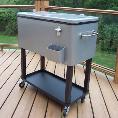 Oakland Living 90010-MT Steel Patio Cooler with Cart, 80-Quart, Metallic Grey On Sale