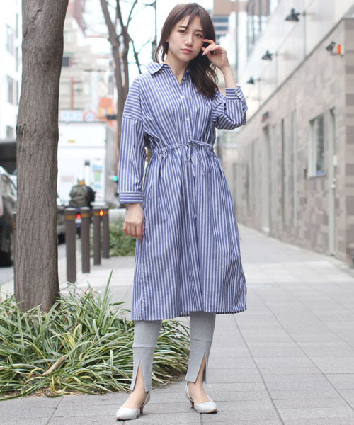 ウエスト絞りワンピース シャツワンピース Fellini フェリーニ のファッション