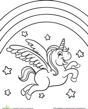 color  flying unicorn worksheet educationcom