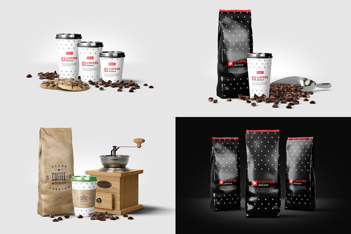 Download Free Coffee Mockup Scene Creator 14 Customizable Elements