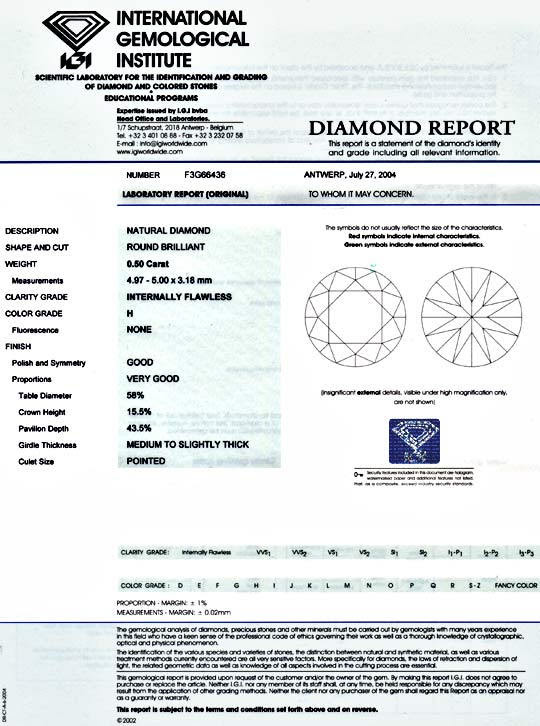 Foto 9, Diamant 0,50ct Brillant IGI Lupenrein Wesselton, Juwel!, D5840