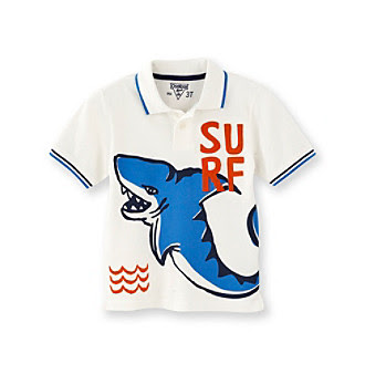 OshKosh B'Gosh Boys' 2T-4T White Short Sleeve Shark Pique Polo Kid's