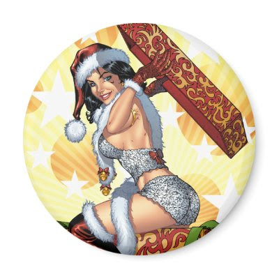 Sexy Santa's Christmas Present original by Al Rio magnets