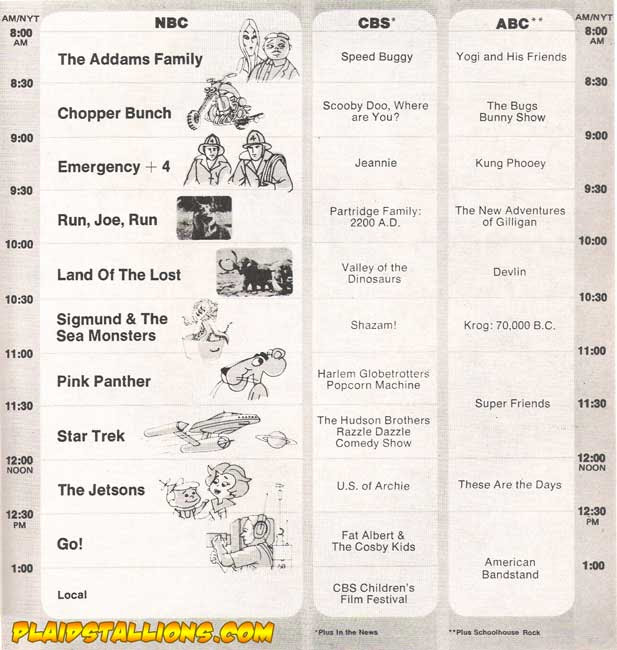 1974 saturday morning schedule