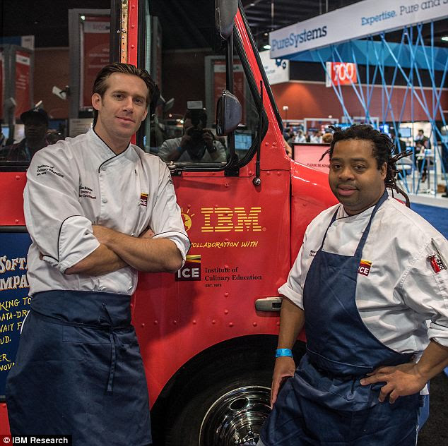 European tastes: The Watson food truck had its debut at a Las Vegas technology show in March. The truck (pictured) is now cooking up its recipes at IBM's research headquarters in Zurich