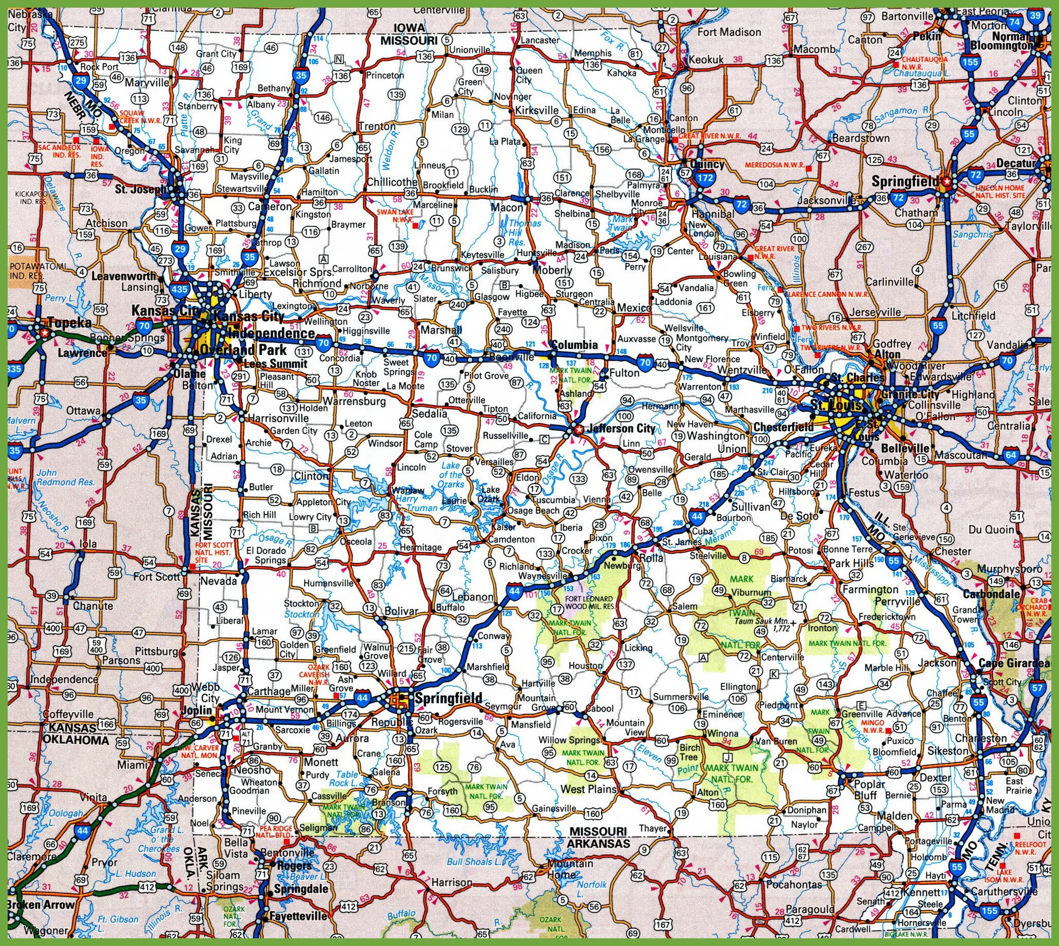Driving Map Of Missouri Missouri road map