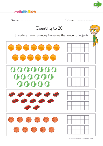 Counting to 20 worksheets pdf for Kindergarten | Kinders counting ...