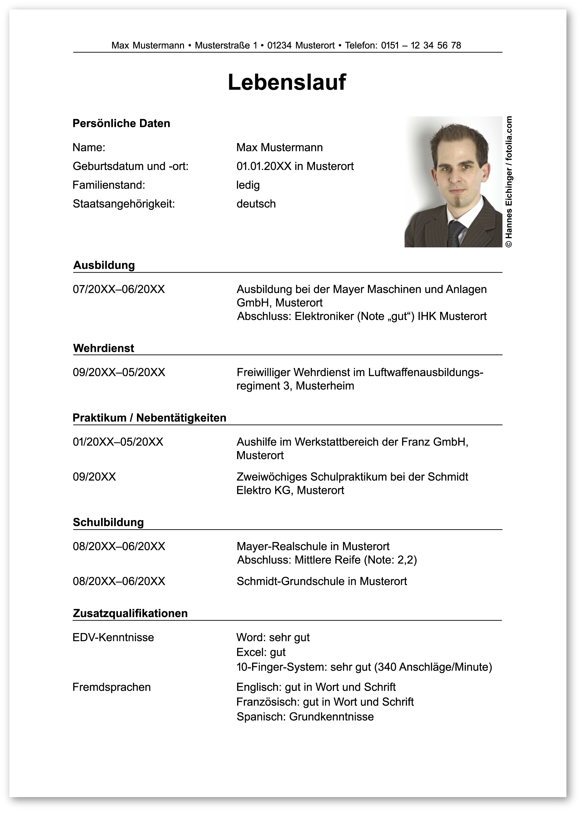 Lückenloser Tabellarischer Lebenslauf - lebenslauf beispiel