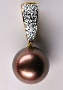Originalfoto DIAMANT-ANHÄNGER-CLIP, 1A-SUPER-TAHITIPERLE LUXUS! NEU!