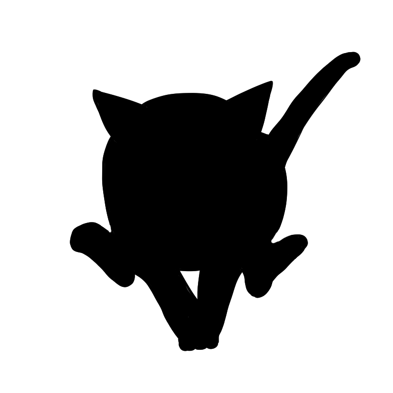 こっちに向かって走って来る猫のシルエットイラスト Nyan ３