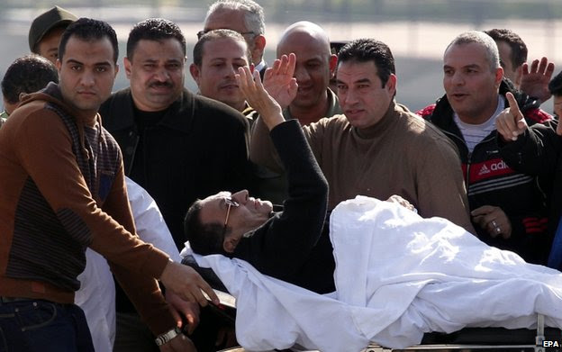 Hosni Mubarak after his retrial in Cairo, 29 November