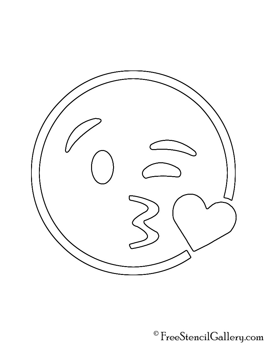 Emoji - Blow Kiss Stencil | Free Stencil Gallery