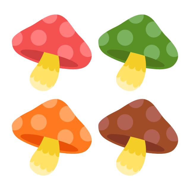きのこ 4色の無料ベクターイラスト素材 Picaboo ピカブー 無料ベクターイラスト素材