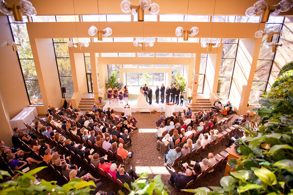 magestic wide view of fall wedding at the Clock Tower in Rockford, IL