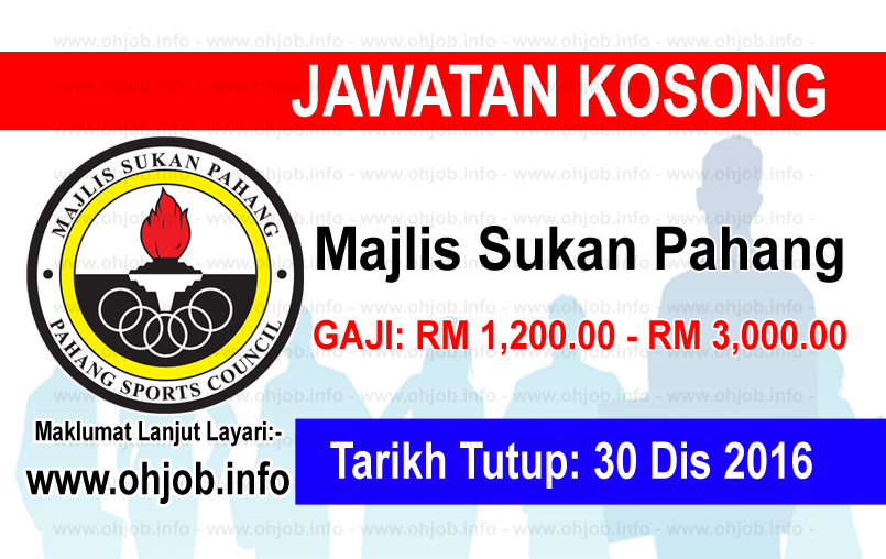 Jawatan Kerja Kosong Majlis Sukan Pahang logo www.ohjob.info disember 2016