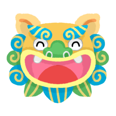 水色シーサー あ 顔の無料素材 イラスト沖縄 おきなわ