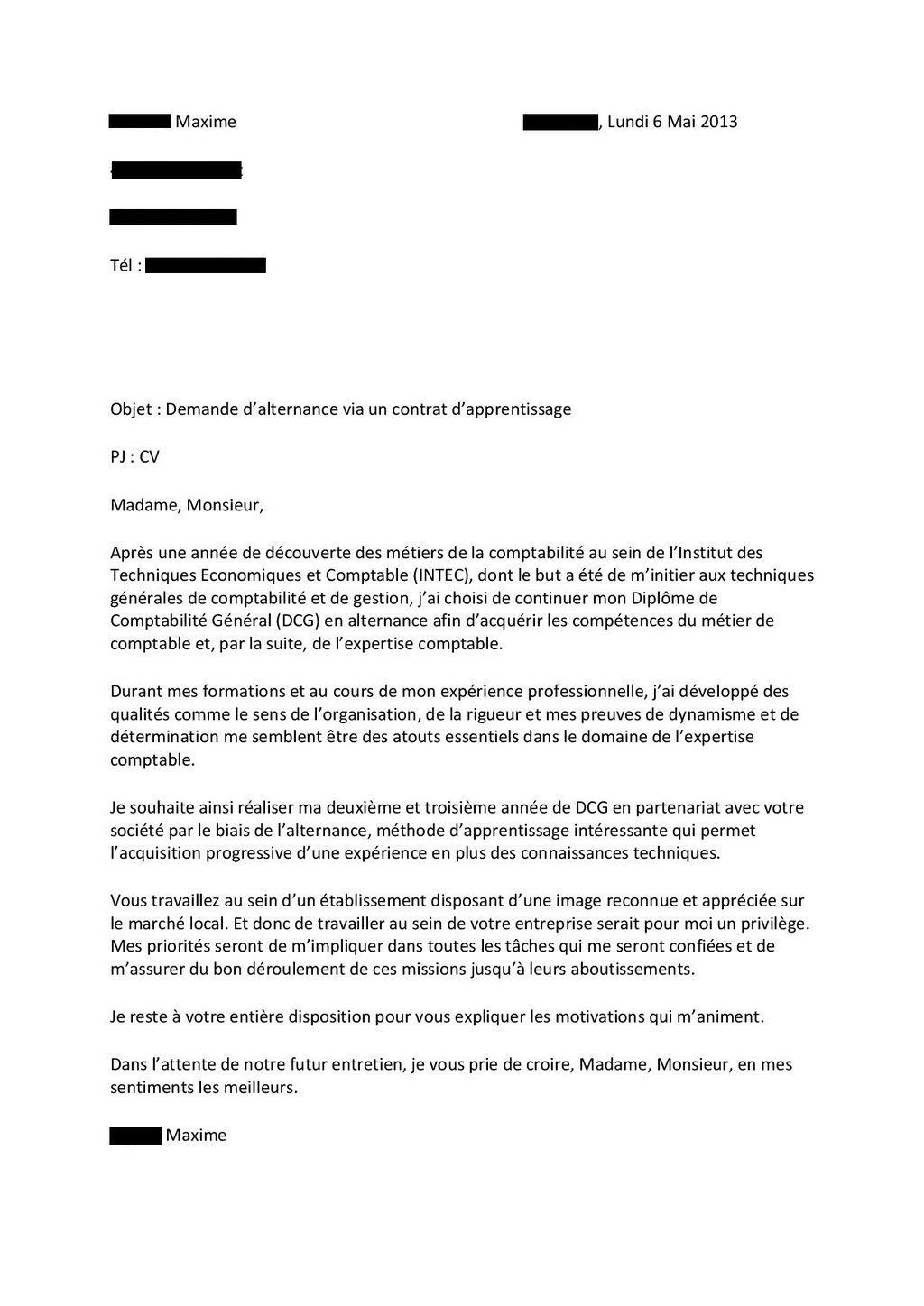 Lettre de motivation