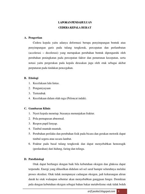 Asuhan Keperawatan Pada Klien Dengan Cedera Kepala Berat
