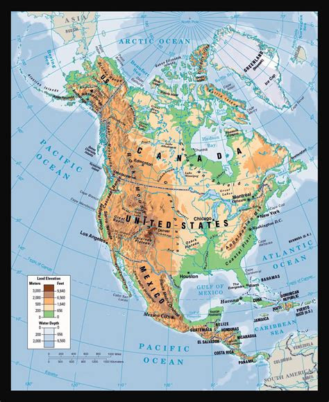 physical maps  north america